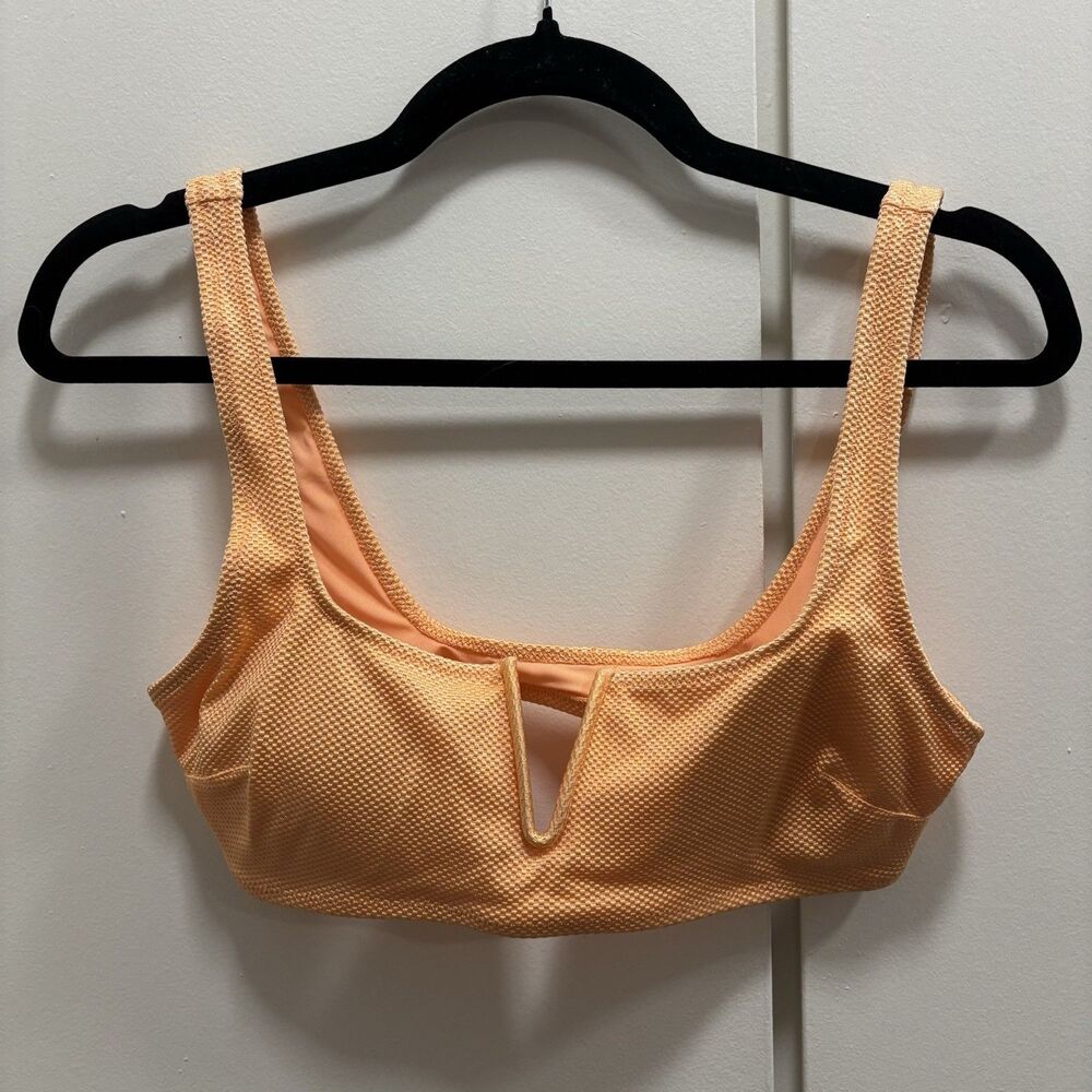 NWT Aerie Sz Medium 2PC Swim Set Orange V Wire Bra High Waisted Bottoms Bikini - Picture 2 of 10
